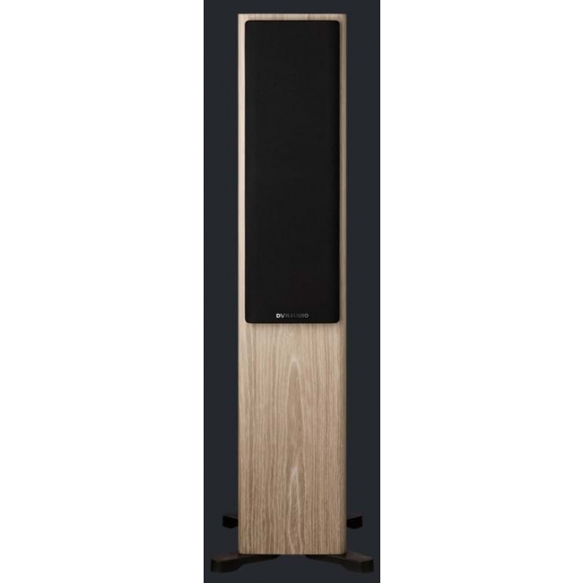 Dynaudio Evoke 30 blonde wood – przód kolumny z założoną czarną maskownicą