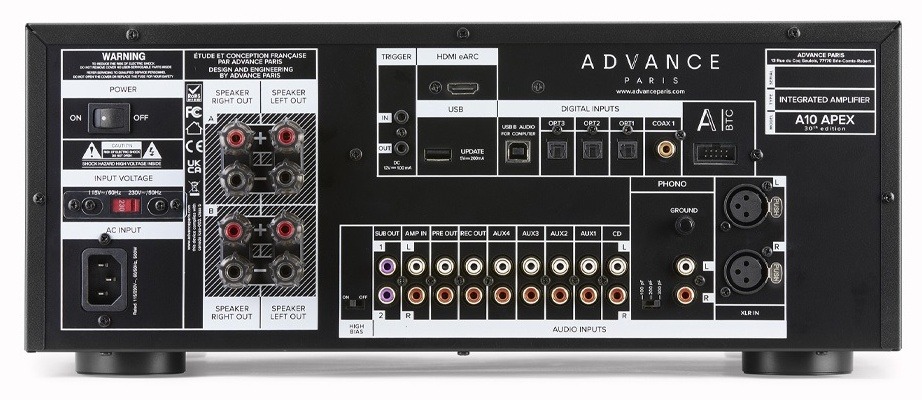 ADVANCE PARIS APEX A10 - hybrydowy wzmacniacz zintegrowany – aDVANCE PARIS APEX A10 – tylny panel z