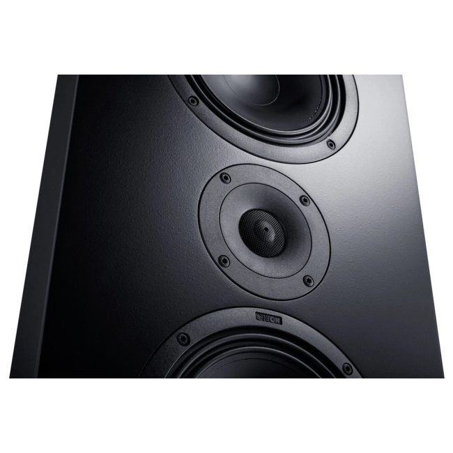 Canton Atelier OnWall 9 black semi-gloss – zbliżenie tweetera i głośników średnio/niskotonowych