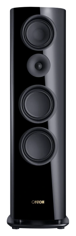 Canton Reference 3 Black Piano Finish – frontowy widok kolumny z widocznymi przetwornikami