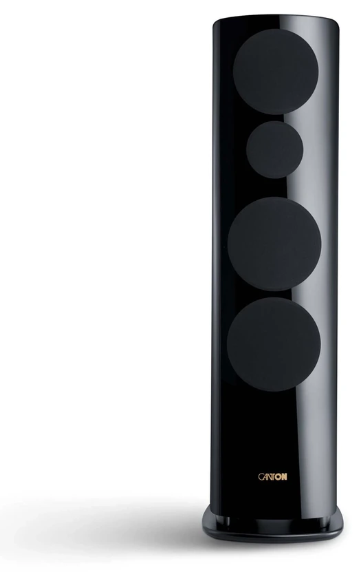 Canton Reference 3 Black Piano Finish – front z założonymi osłonami głośników