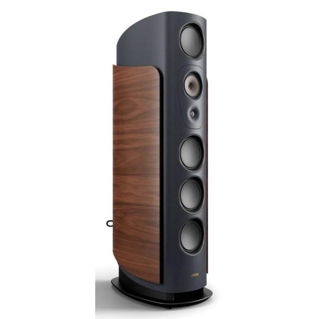 Canton Reference Alpha 1 Midnight Blue – widok boczny z drewnianym panelem