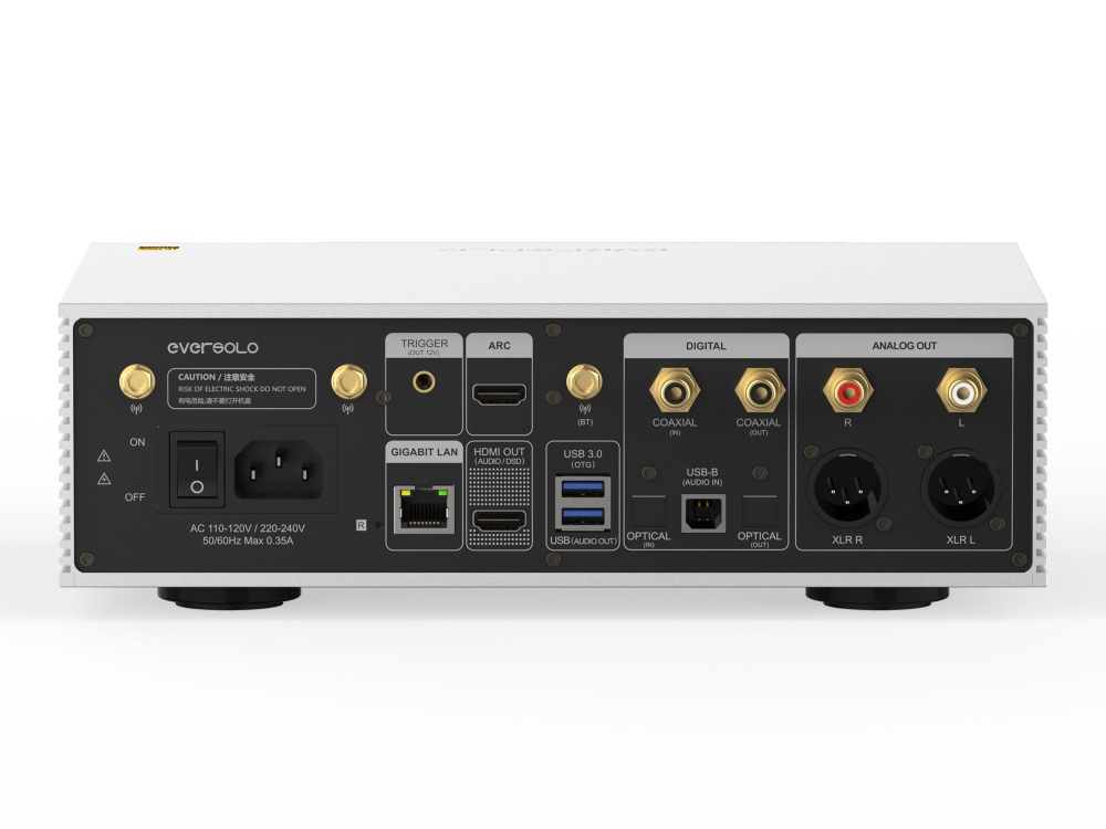 Eversolo DMP-A6 Master Edition gen.2 kolor srebrny — widok tylnej ścianki z złączami i gniazdem zasilania