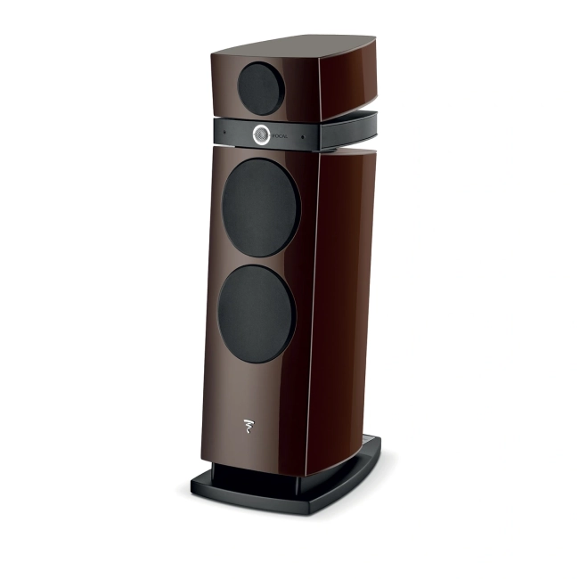 Focal Maestro Utopia Evo Hot Chocolate – ujęcie boczne z założonymi osłonami przetworników