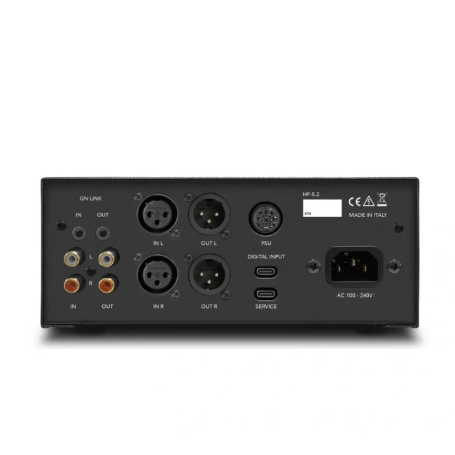 Gold Note HP-5.2 – tylne złącza: RCA, XLR, USB-C i gniazdo zasilania