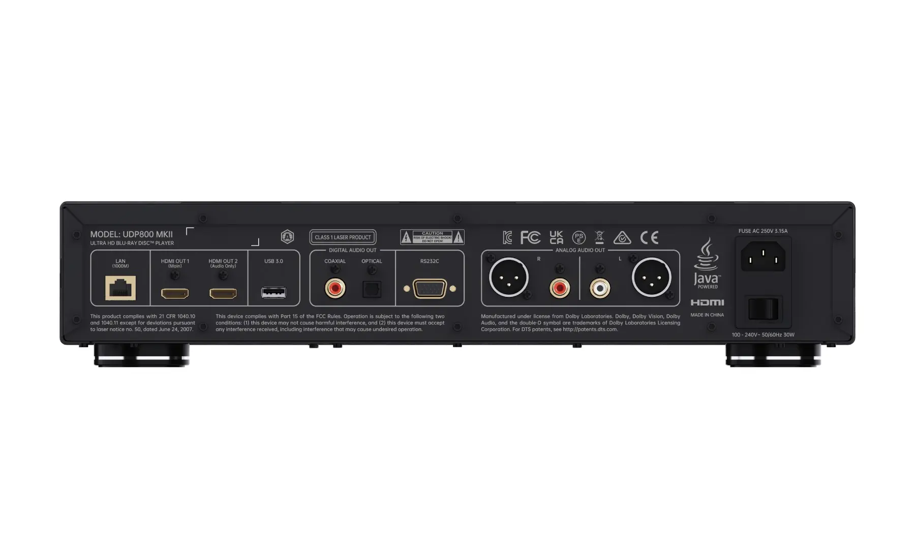 Magnetar UDP800 MKII referencyjny odtwarzacz Blu-Ray Region Free – tylny panel z portami HDMI, audio i