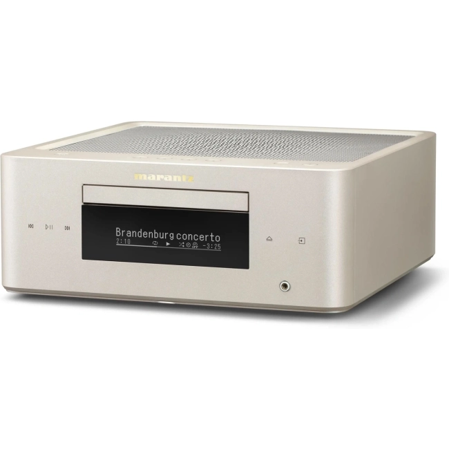 Marantz MCR 60n DAB Szampański — ujęcie 3/4 pokazujące front i prawą stronę urządzenia