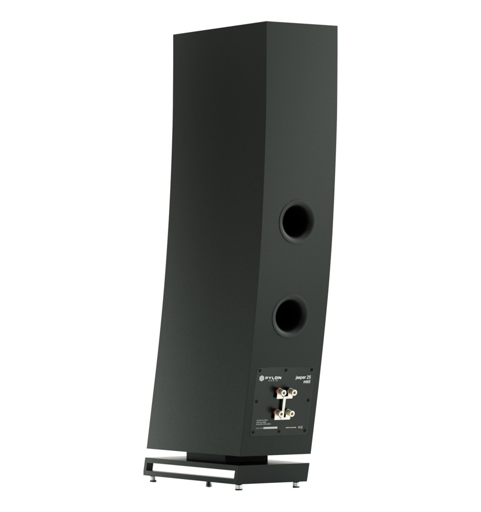Pylon Audio Jasper 25 MKII Czarny Matt – widok tyłu z portami basowymi i zaciskami głośnikowymi