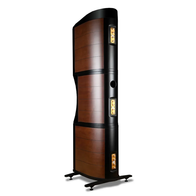 Usher Audio Technology Grand Tower – tył kolumny z panelami terminali i otworem basowym