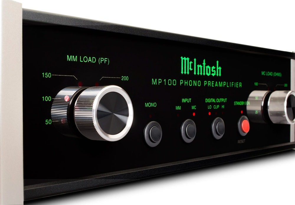 McIntosh MP100 przedwzmacniacz gramofonowy – zbliżenie z lewej strony