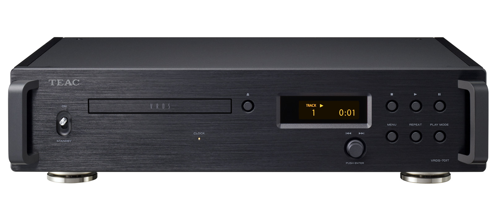 Teac VRDS-701T czarny transport CD – widok przedniego panelu urządzenia